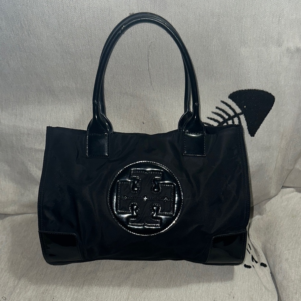 Tory Burch Black nylon and leather Shoulder Bag with Medallion Logo